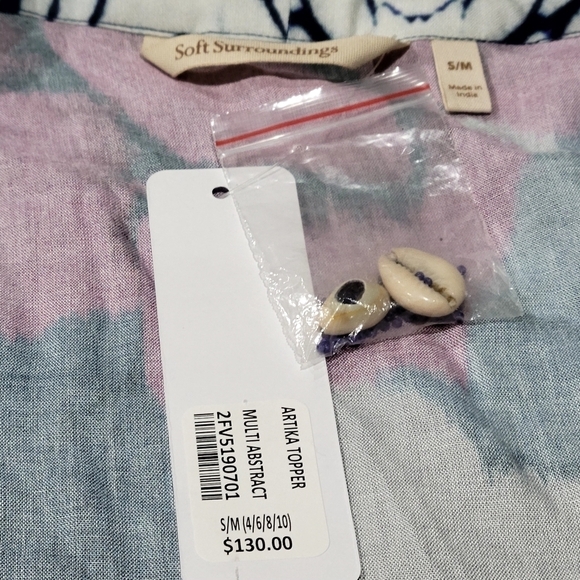 NWT SOFT SURROUNDINGS S/M Colorful Embellished Seashells Kimono Coverup Floral - Picture 11 of 13